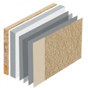 Système ITE ZOLPAN ARMATERM BOIS POUDRE sur construction ossature bois, isolant PSE, isolation thermique par l'extérieur