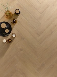 Sol stratifié déco Calisson, effet bois naturel, bâton rompu