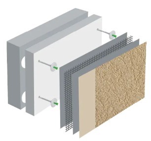 Système ITE ZOLPAN ARMATERM COLLE POUDRE PSE ARMATERM POUDRE EG PSE sur maçonnerie, isolant PSE, isolation thermique par l'extérieur