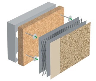 Système ITE ZOLPAN ARMATERM POUDRE WF sur maçonnerie, isolant fibre de bois, isolation thermique par l'extérieur