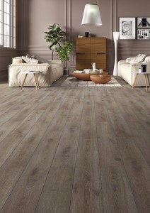 Sol stratifié déco CHÊNE PAVOT, effet parquet foncé